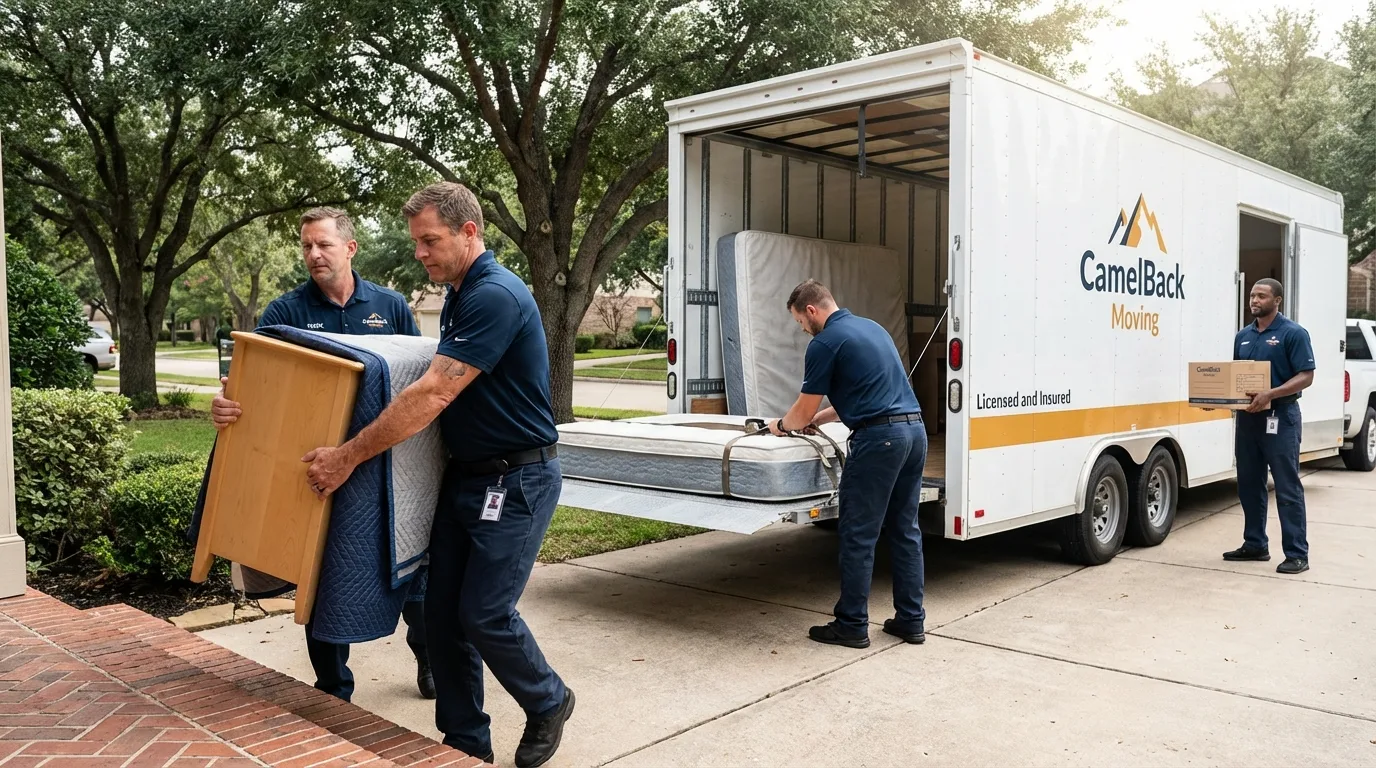 Crew loading residential truck for cross-state move from Winchendon, MA